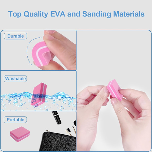 Nagelbuffertar (50-pack), Mini Buffer Block Nagelfil för Akrylnaglar och Naturliga Naglar, 100/180 Grit Nagelbuffer Block Bulk Buffning