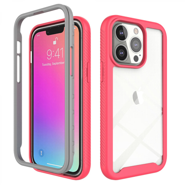 JUSTUP Design iPhone-kotelo sisäänrakennetulla näytönsuojalla, erittäin kestävä koko kehon suojaus, iskunkestävä läpinäkyvä kotelo iPhone XR:lle (vaaleanpunainen)
