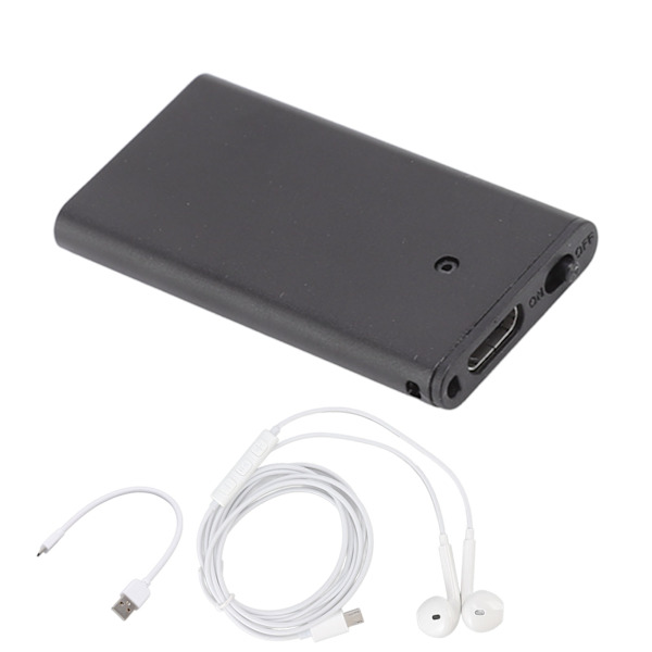 Mini-optager HD støjreduktion krypteret 4 GB stemmeaktiveret optager med MP3-afspilning til mødeinterview Sort