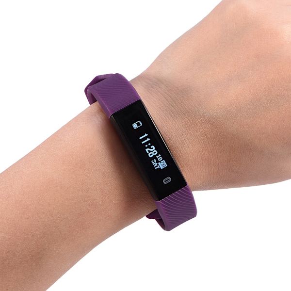 Bluetooth Smart Armband Armband Klocka Stegräknare Sport Fitness Tracker Lila
