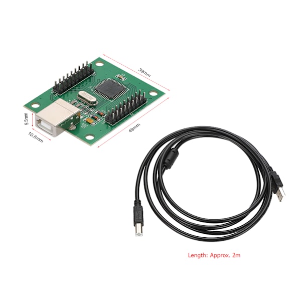 Arkad till USB-kontrollerkabelkit 2-spelare Encodermodulbräda USB-kabel för PS3/PC
