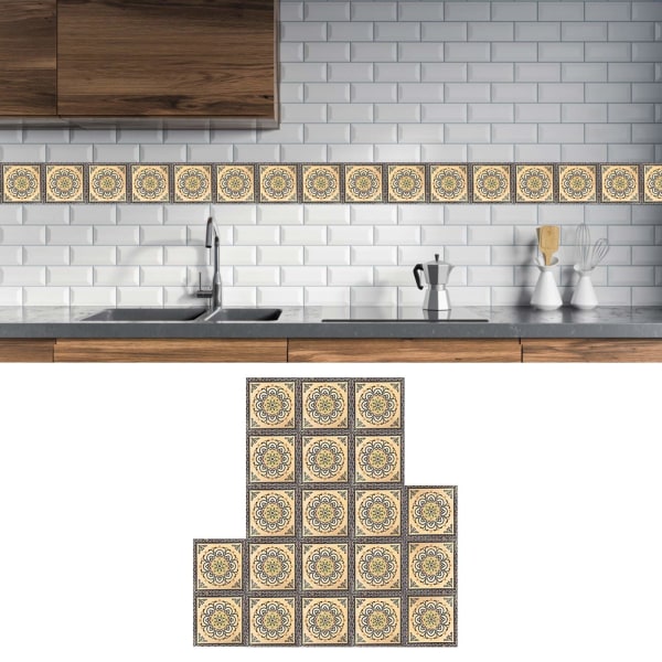 20st kakel diagonalt klistermärke självhäftande vattentäta golvdekaler för vardagsrummet