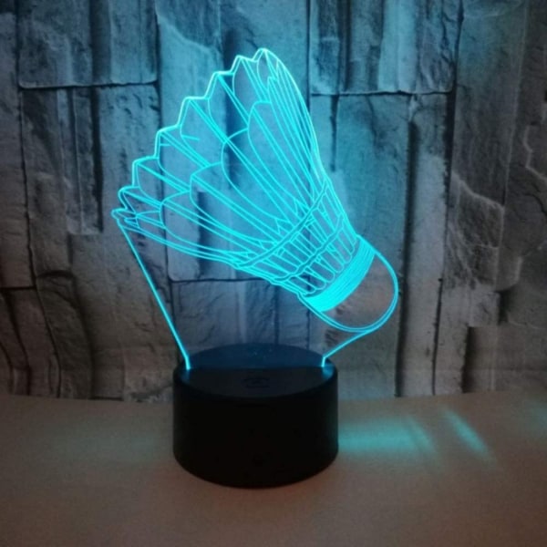 Qinwei Badminton 7 Farveskift 3D Lampe Touch Switch 3D Lysarmaturer Gave til Baby Room Lights Led Night Light（Style G）