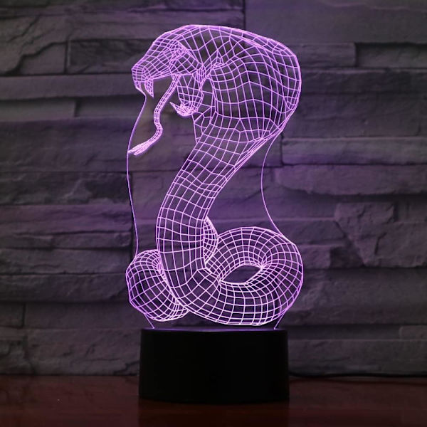 Piirretty Käärme Yövalo 3D USB Kosketuskytkin Akryyli 7 Väriä Gradientti Tunnelma Lamput Valojuhlat Sisustus