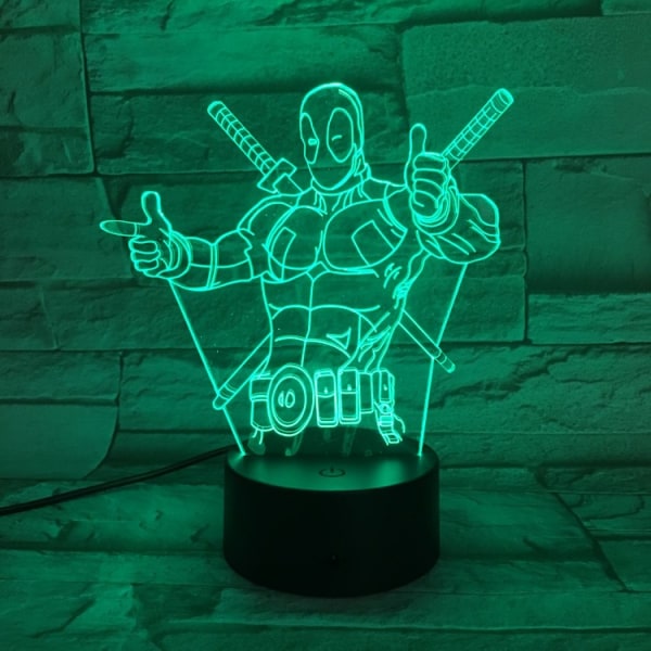 Nattlampor Presenter, 3D Lampa Presenter med 16 Färgförändringar, Touch och Fjärrkontroll (Deadpool 5)