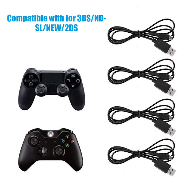 4 kpl USB-virtalähteen latauskaapeliadapteri USB-laturi latauskaapeli 3DS/NDSI/NEW/2DS:lle