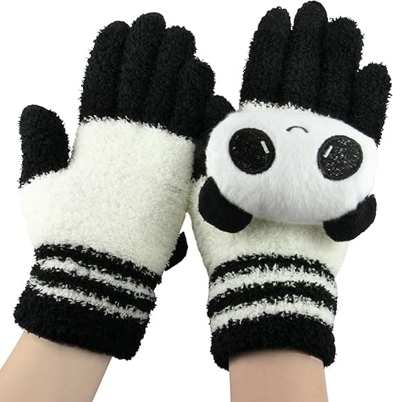 Søde Panda Vinter Uld Touchscreen Handsker til Kvinder Piger Vindtætte Strikkede Tekstning Handsker Vanter Gave til Jul