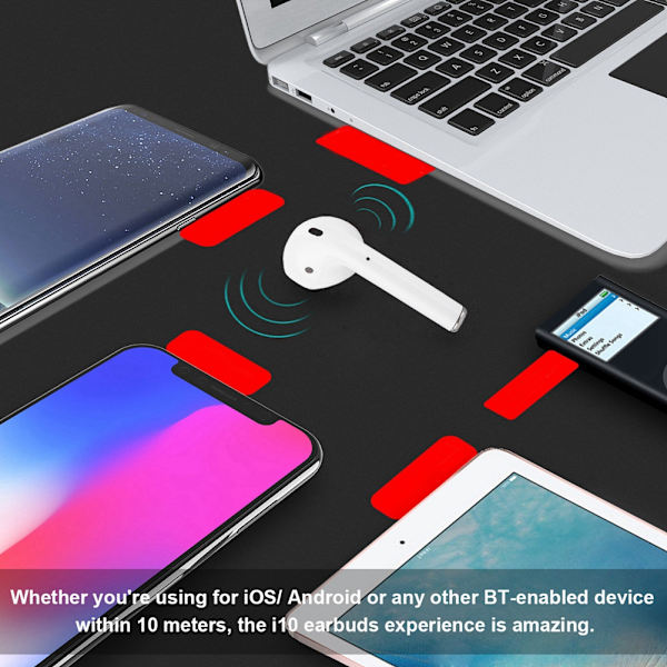 i10 TWS Bluetooth 5.0 Langaton Kuuloke Mini Kuuloke Handsfree Kuuloke iOS/Androidille