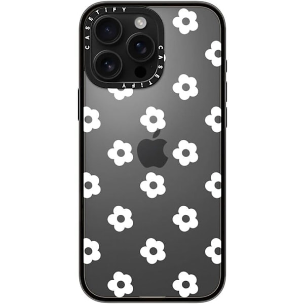 Kompakt iPhone 16pro Cover [1,2 m. 2X Militær Standard Drop Beskyttelse/Slankt/Letvægt] - Små Tusindfryd - Hvid - Klar Sort