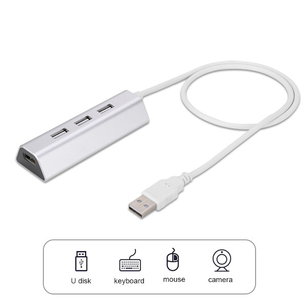 ACASIS Kannettava 4-porttinen alumiiniseos High Speed 5 Gbps USB2.0 latausasema Hub Splitter
