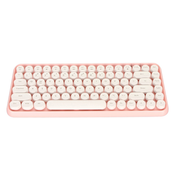Trådløst Bluetooth-tastatur 84 taster Retro runde tastehetter Tastatur for IOS for OS X for Windows for Android for datamaskin mobiltelefon