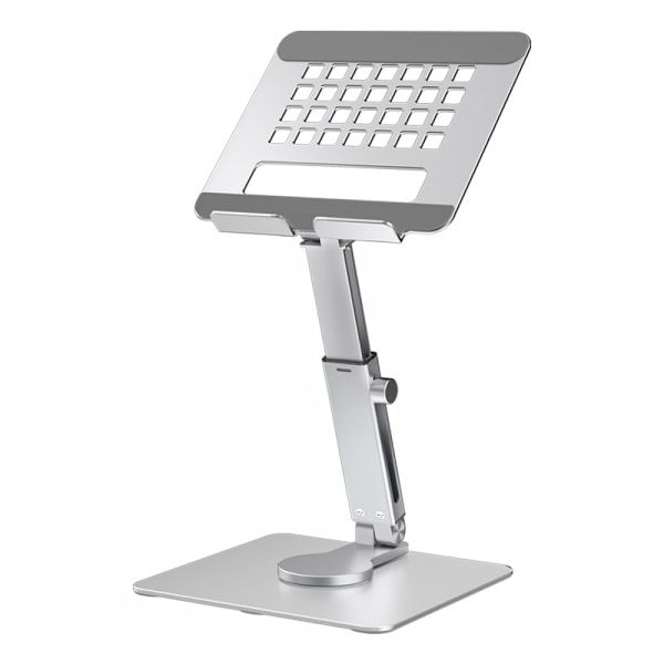 Tablet Stand med justerbar rækkevidde og højde - Aluminium Stand Desk Holder 360° drejelig justerbar base