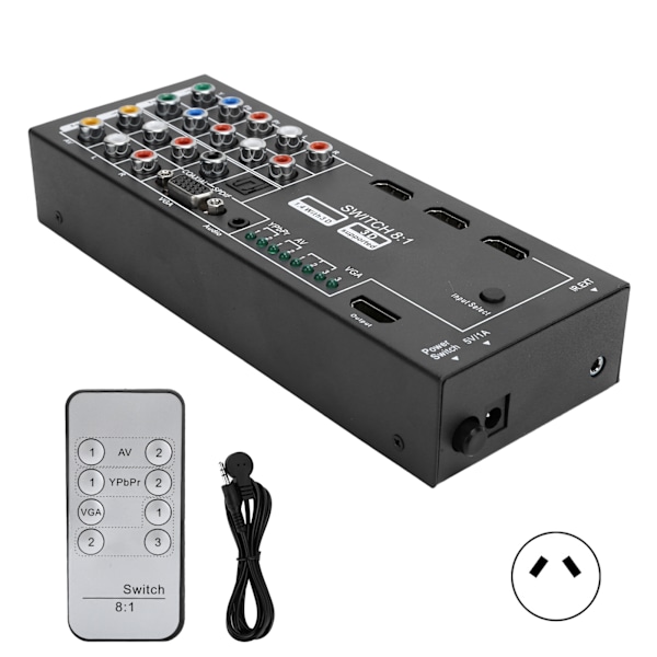 M001 Multifunktionel HDMI Audio Extractor Switcher med 8 indgange til 1 HDMI-udgang