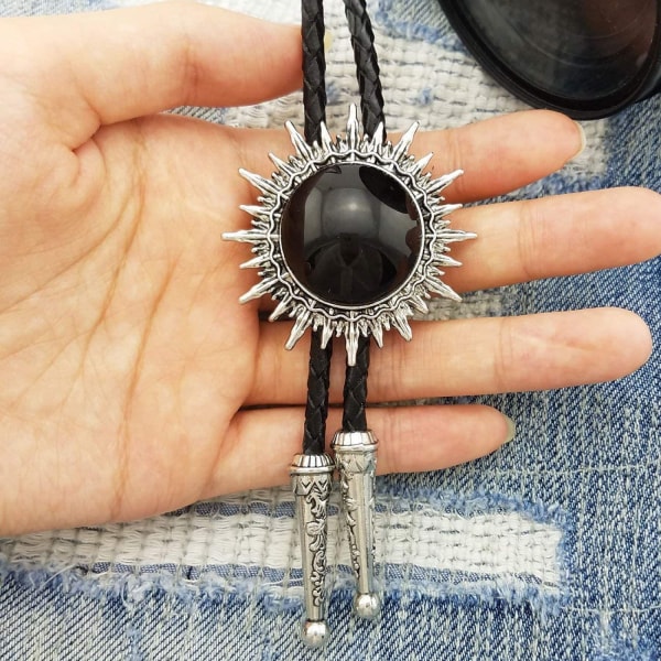 Retro Novelty Western Cowboy Celtic Black Stone Bolo Tie Halsband För Män