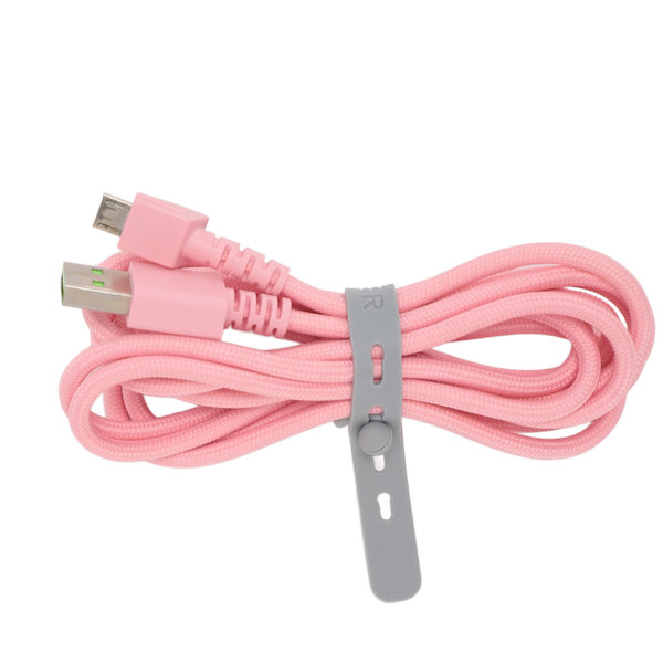 Naga Pro -hiiren latauskaapeli, mikro-USB, 5,9 jalkaa pitkä, kulutusta kestävä nylonmetallihiiren latauskaapeli, korvaava, vaaleanpunainen