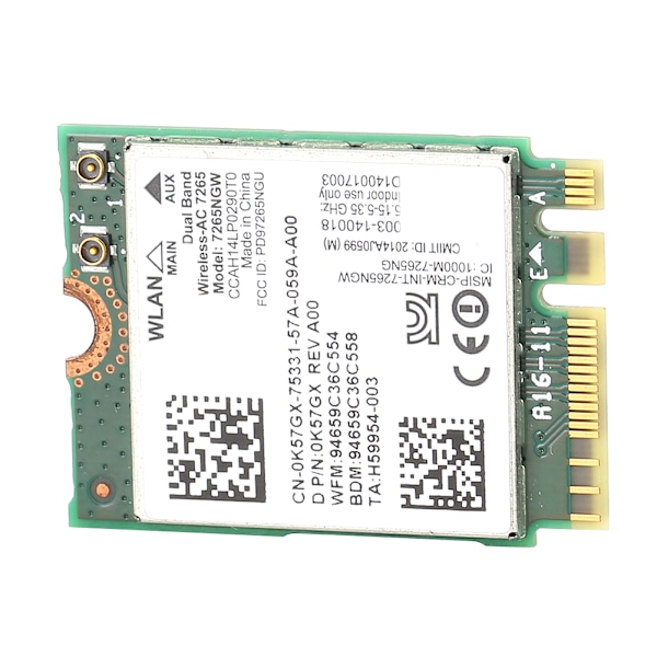 Langaton verkkokortti kaksoistaajuus Intel AC7265 Wifi Bluetooth 4.0 867mbps