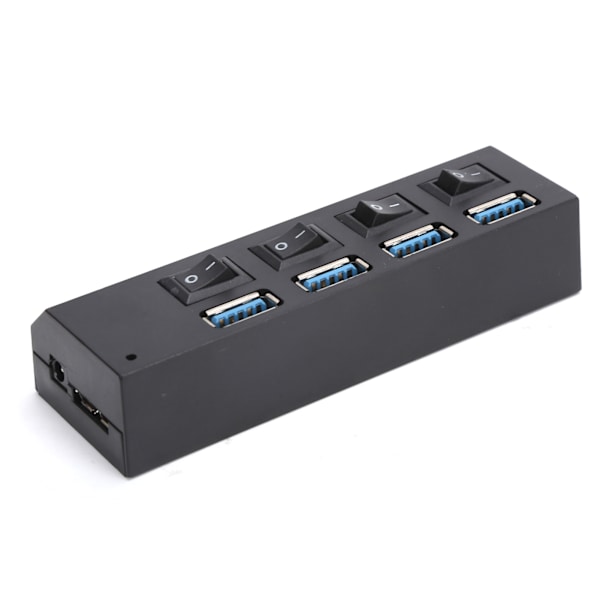 USB 3.0 Hub 4-Port Expander Date Hub med individuelle afbrydere til tastatur Bred spænding 100-240VEU-stik