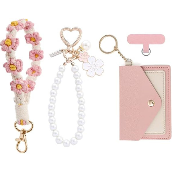 Nøkkelring Armbånd Nøkkelring Lommebok for Kvinner Bil Nøkkelring Armbånd Nøkkelring Dame Nøkkelring for Nøkler Pink
