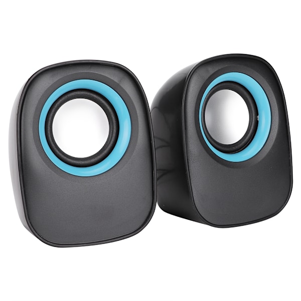 Mini 3.5MM USB Stereo Skrivbord Bärbar Dator PC Dator Multimedia Högtalare Svart+Blå (Dubbel spår)