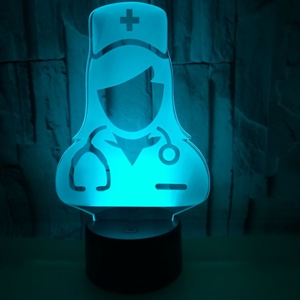 Qinwei Nurse 3D Illusion Nattlampa 16 Färger Ändra Touch Fjärrkontroll Heminredning LED Jul Födelsedagspresent (Stil X)
