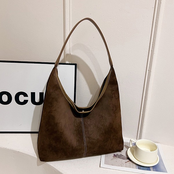 Nye efterårs- og vintertasker med stor kapacitet, alsidig skuldertaske, retro frostet spandtaske