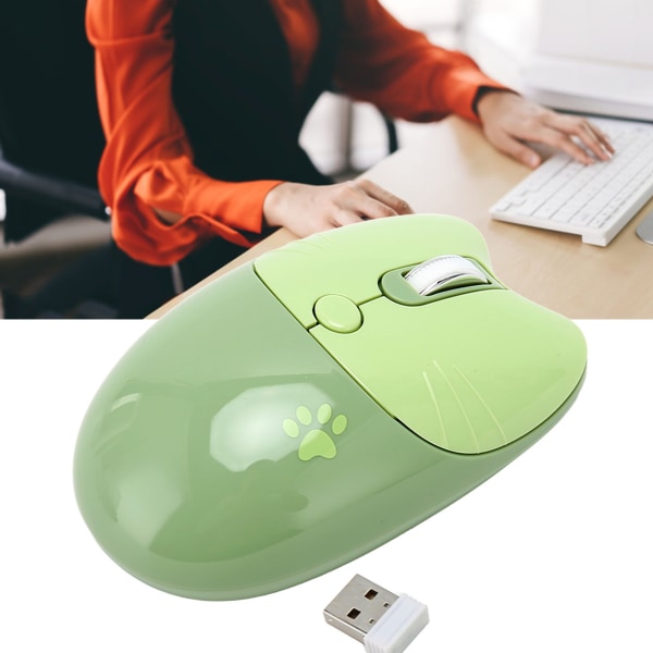 Trådlös mus BT5.1 eller 2,4 GHz Silent Click Justerbar DPI Auto Sleep Office Mouse for Girl Working Family School Cafe Green