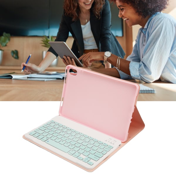 11 tommer Bluetooth Tablet-tastatur Trådløst Tablet-telefon Computertastatur med beskyttende læderetui til OPPO Pad 11 Pink