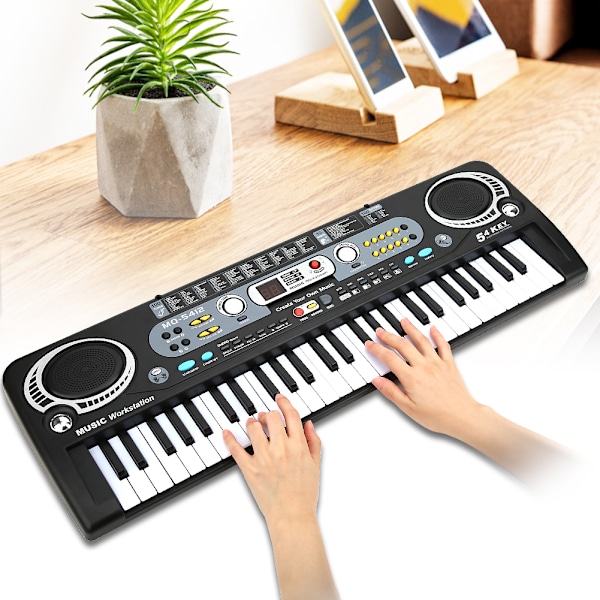 Elektronisk keyboard 54-tasters multifunksjonell barn musikkundervisning leketøy med mikrofon