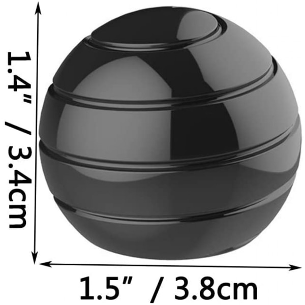 Kinetic Desk Toys, Full Body Optical Illusion Spinning Ball, Gåvor till män, kvinnor, barn 1,5\" storlek (svart)