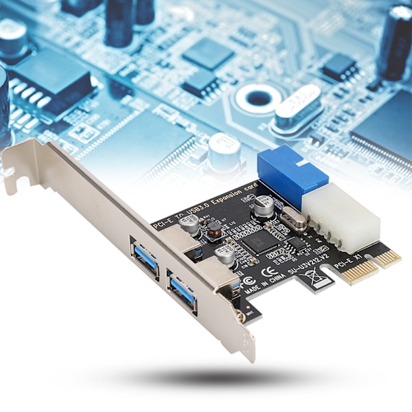 F2T2 PCI-E til USB3.0 Konverter Utvidelseskort 2 USB Port 5.0Gbps PCI-E Adapterkort