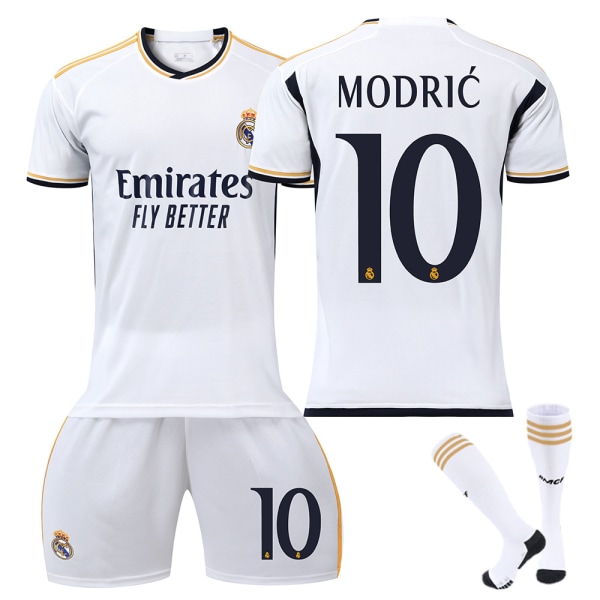 23/24 Real Madrid Barn- och Vuxen Jersey Sportswear Set med Strumpor No.10 MODRIC S