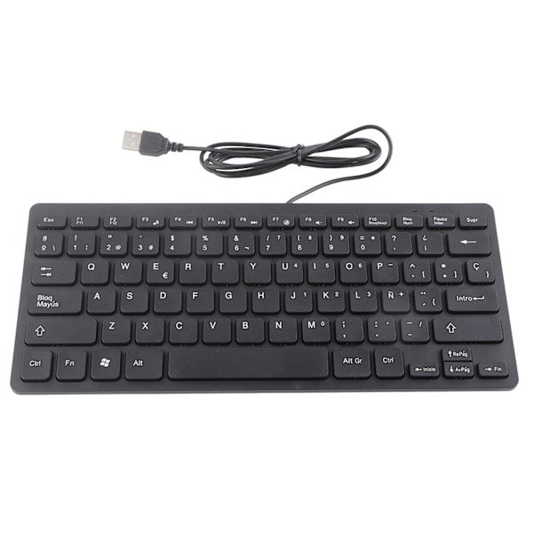 Kablet Mini Bærbar Spansk Tastatur USB-grensesnitt for Stasjonær Datamaskin Ultra Tynn 78 Taster