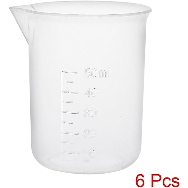 Mätkoppar 50ml Pp Plast Graduerad Bägare Transparent För Labbköksvätskor 6st
