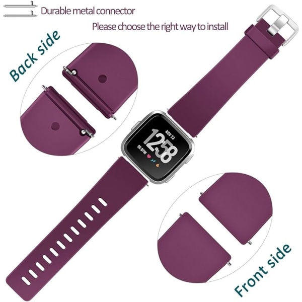 Det smarta klockarmbandet är kompatibelt med Fitbit versa Smartwatch, versa 2 och versa Lite se-klockor för kvinnor och män（ Fuchsia-S）