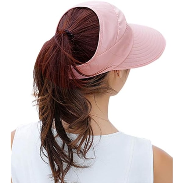 Solhatter for kvinner Bred brem Solhatt UV-beskyttelse Caps Floppy Strand Pakkbar Visor Pink