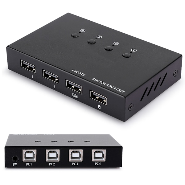 KVM-switch USB2.0 Delingsenhed HDMI 4 ind 4 ud til printerdeling Mus Tastatur 404K404K