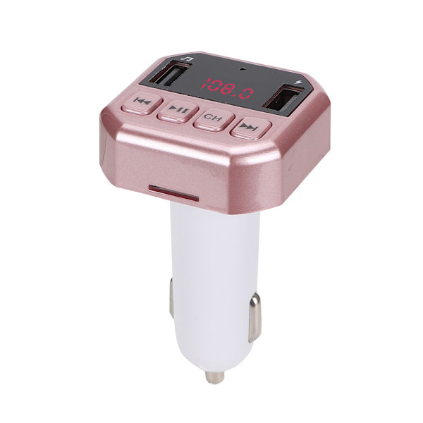 Bil Bluetooth Trådløs MP3 HD Afspiller FM Transmitter Modulator Med Egen Oplader(Pink)