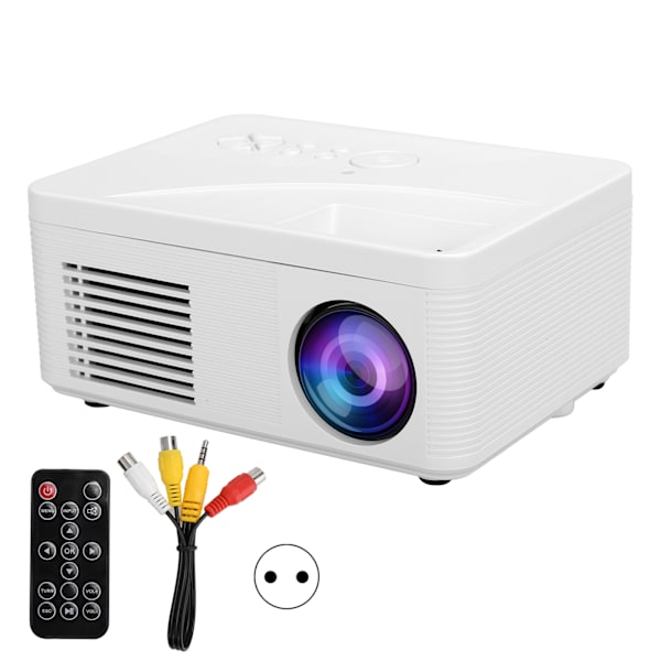 Mini Projektor Hjem Bærbar HD 1080P Vegg Projeksjon Video USB HDMI AV H3 100‑240V Hvit EU Plugg