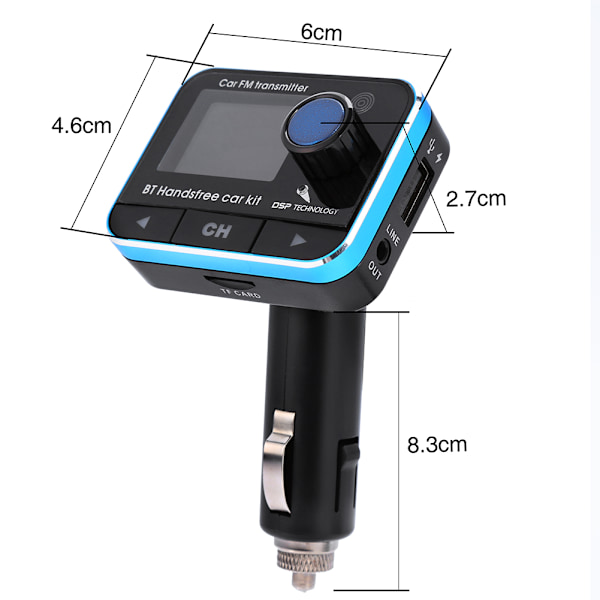 Bil trådløs Bluetooth FM-sender håndfri MP3 TF AUX USB musikkspillersett