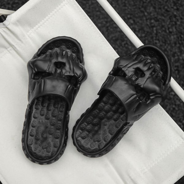 Herr Skull Slide Tofflor EVA Tjock Sula Antihalk Mjuka Skull Slide Tofflor för Sommar Utomhus Black 40/41