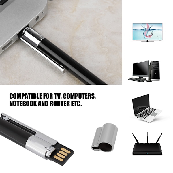 Ultra Fin 2 i 1 U Disk+Kuglepen USB2.0 Flash Dirve Pen (Sort 8G)