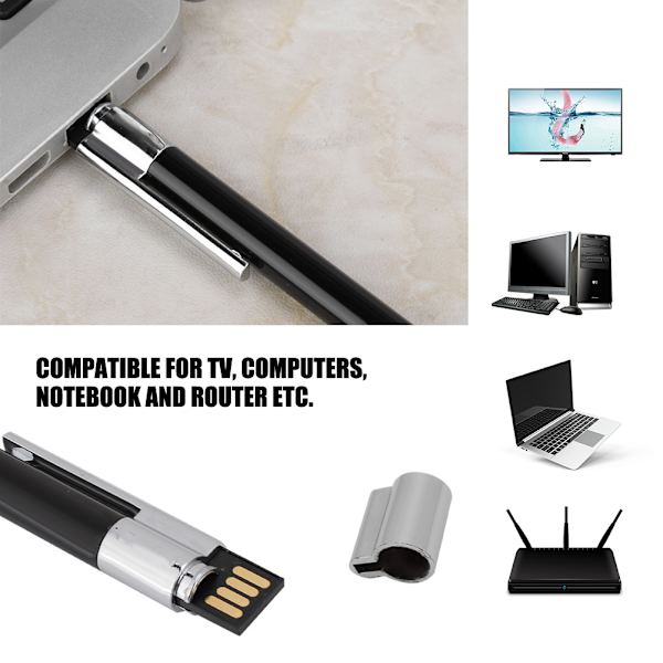 Ultra Fine 2 in 1 U-levy + kuulakärkikynä USB2.0 Flash Dirve Pen (musta 8 Gt)