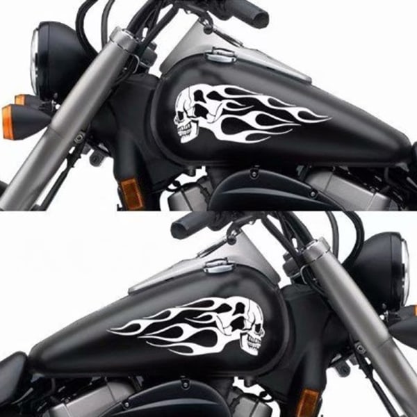 Motorcycle universal fuel tank flame sticker flame totem modified skull sticker personality pull float sticker-Red