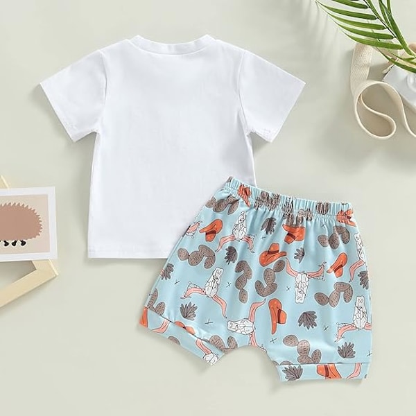 Baby Gutt Klær Småbarn Sommer Antrekk Kort Ermet T-Skjorte Tee Topper Joggebukser Casual Shorts 2 stk Klesett 100cm