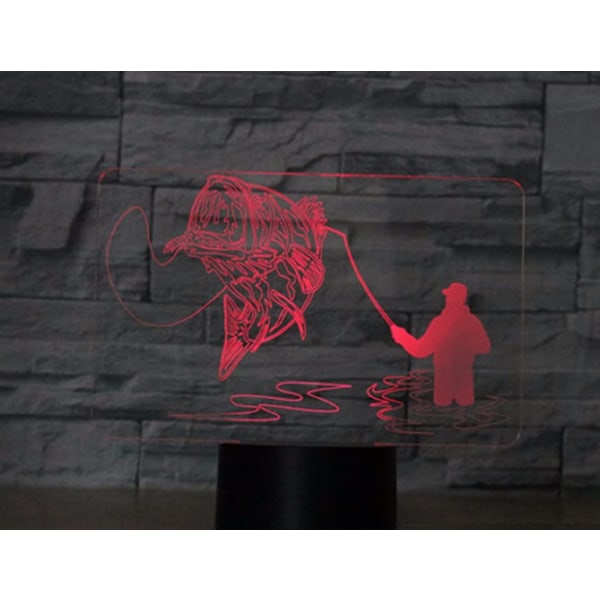 3D Go Fishing Fjernkontroll 16 Farger Nattelysbilder Illusions Akryl LED Bord Nattbord Lampe Barn Soverom Skrivebord Dekor Bursdagsgaver Leke for Barn