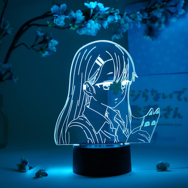 Nagatoro Texting Otaku-lampa – Lek inte med mig, Miss Nagatoro – Anime-lampafigur nattlampa, 16 färger RGB LED – Fjärrkontroll, 3D Anime-rum