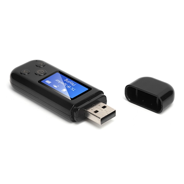 USB Bluetooth 5.0 Adapter Bluetooth Audio Receiver Transmitter med LCD-skjerm 3,5 mm AUX Svart