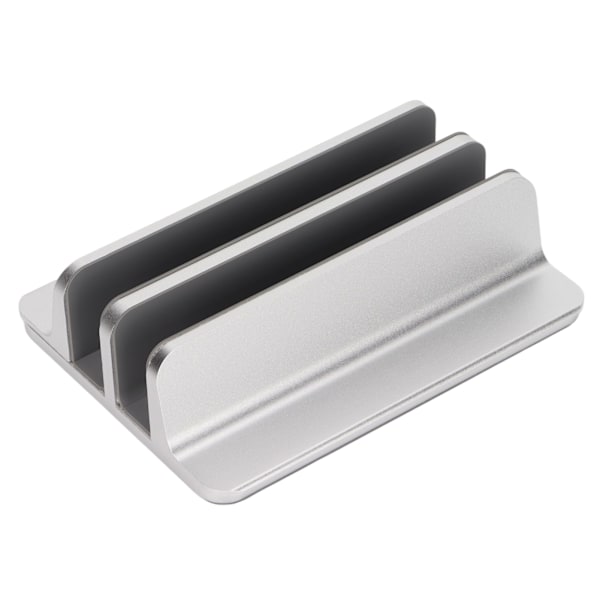 Bærbar computerholder Vertikal 2 slots Aluminiumlegering Justerbar bærbar computerstand til hjemmekontor Desktop Tablet Notebook