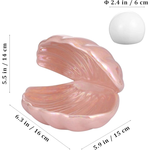 Shell Pearl Light LED Accent Lampe Bærbar Natlampe Perle i Skall Skrivebords Ornament Hjemme Dekoration til Soveværelse Stue (Pink)