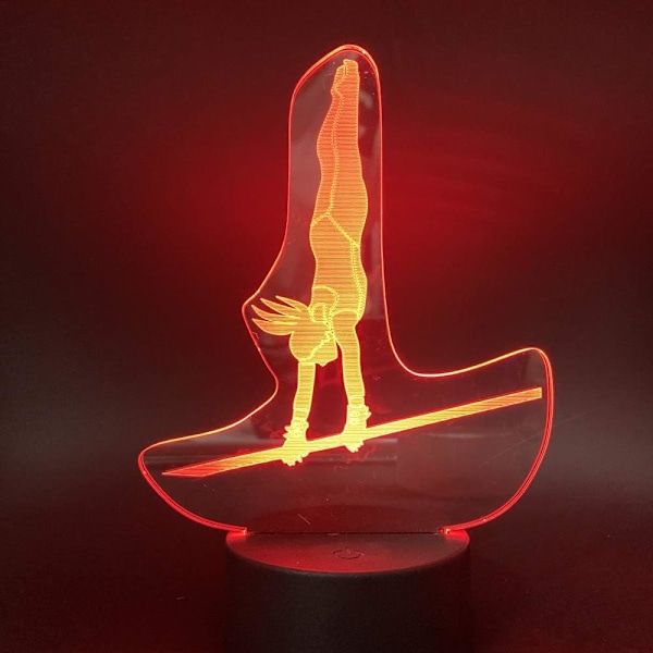 3D Gymnastik nattlyslampe Illusions nattlys 7 fargeendrende berøringsbryter skrivebordsdekorasjonslamper med akryl flat ABS-base USB-kabel leketøy (buss)